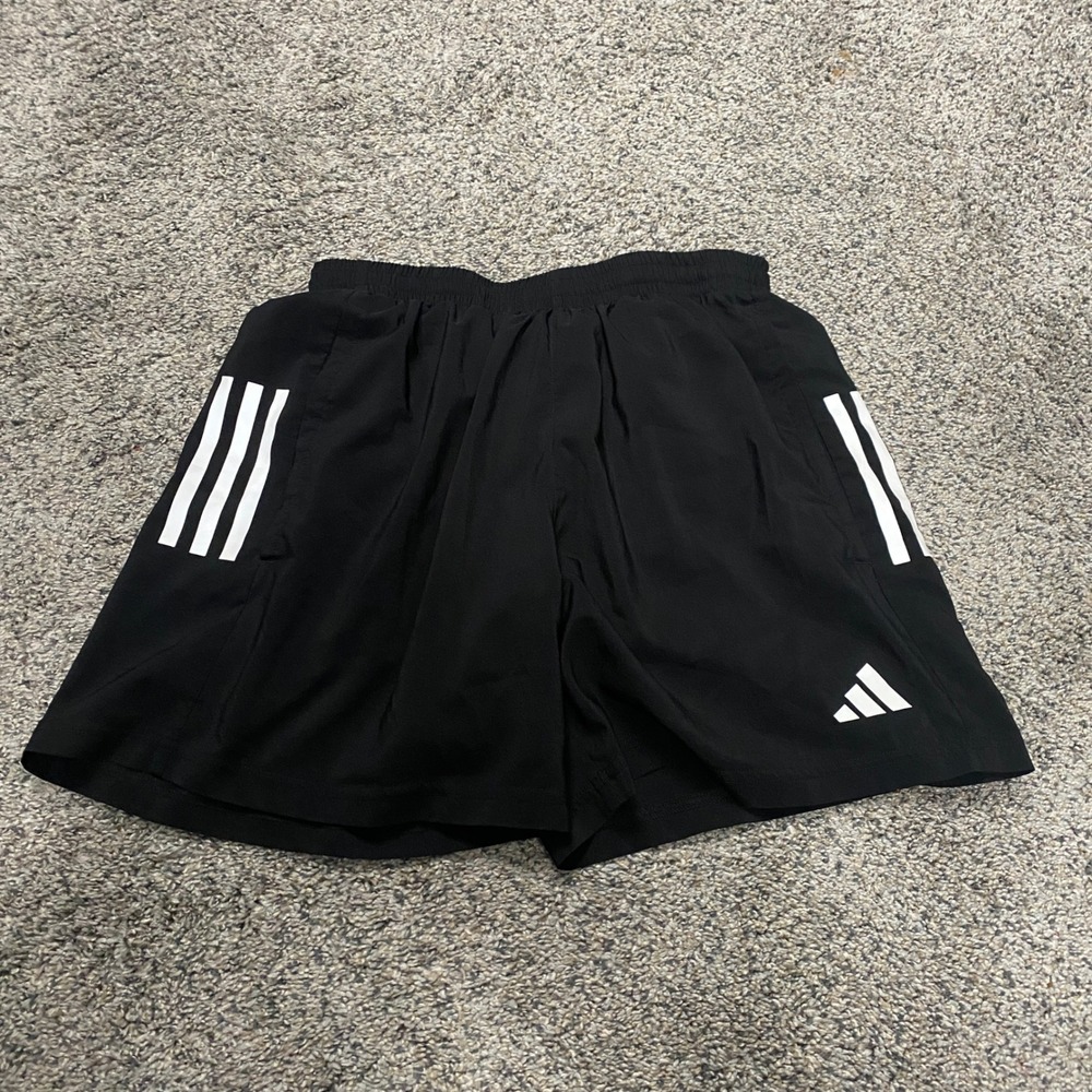 Adidas Running Shorts Aeroready 5" Inseam 3-Stripe Black Small Excellent